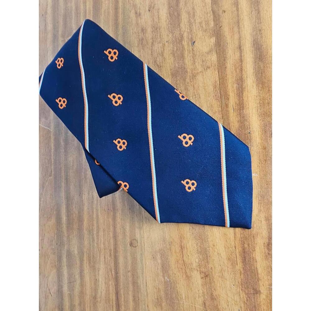NWT Tudor Tie Navy Blue Mens Orange Pattern